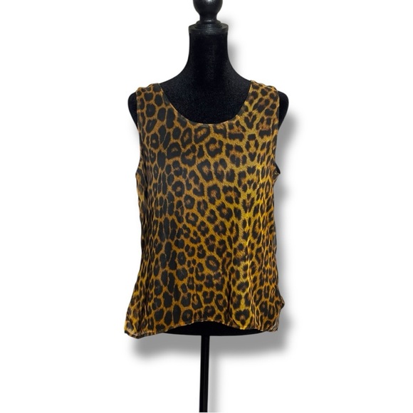 Working Girl Tops - Working Girl Chic Leopard Print Sheer Tan and Black Breathable Flowy Tank Top